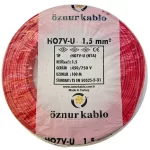 1,5 mm NYA Kablo Kırmızı H07V-U PVC İzoleli 450-750V Tek damarlı Tek Telli