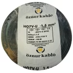 1,5 mm NYA Kablo Siyah H07V-U PVC İzoleli 450-750V Tek damarlı Tek Telli