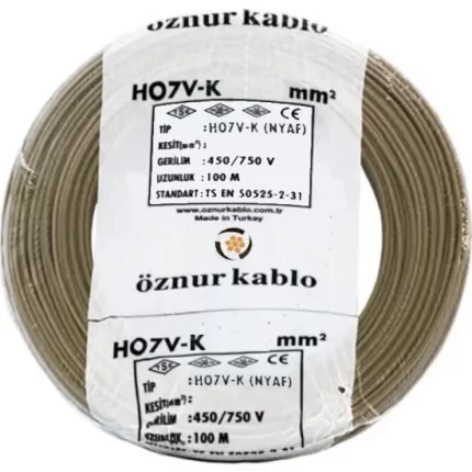 Gri NYAF Kablo (H07V-K) PVC İzoleli Tek damarlı İnce Çok Telli 450V-750 V