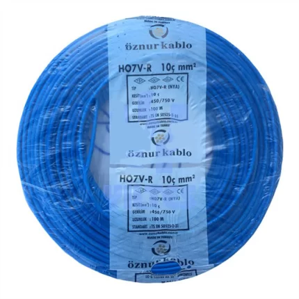 Öznur 10 mm NYA Kablo Mavi (H07V-R) PVC İzoleli 450/750V Tek damarlı Çok Telli