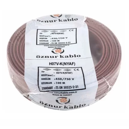 Öznur Kahve NYAF Kablo (H07V-K) PVC İzoleli Tek damarlı İnce Çok Telli 450V-750 V