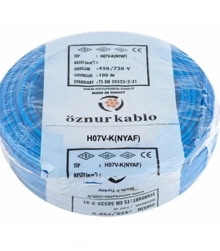 Öznur Mavi NYAF Kablo (H07V-K) PVC İzoleli Tek damarlı İnce Çok Telli 450V-750 V