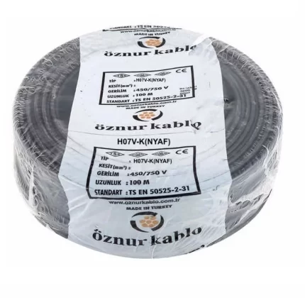 Öznur Siyah NYAF Kablo (H07V-K) PVC İzoleli Tek damarlı İnce Çok Telli 450V-750 V