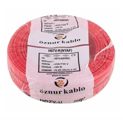 Öznur Kırmızı NYAF Kablo (H07V-K) PVC İzoleli Tek damarlı İnce Çok Telli 450V-750 V