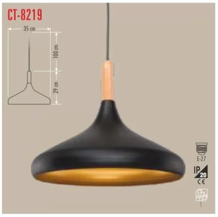Dekoratif Siyah-Gold Sarkıt Armatür Cata CT-8219