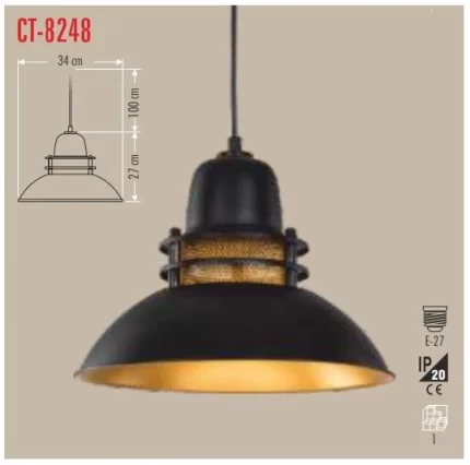 Dekoratif Siyah-Gold Sarkıt Armatür cata-ct-8248