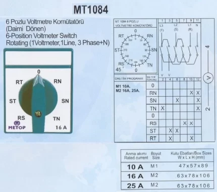 Voltmetre Komitatörü 6 Pozlu