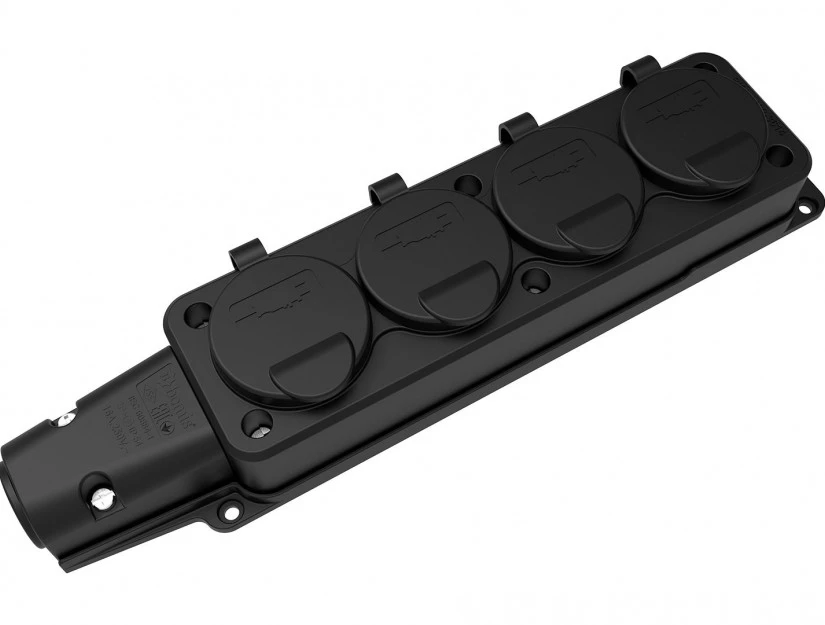 Monofaze Kauçuk Dörtlü Grup Priz BK1-1402-3614 Monofaze Kauçuk Seri 1x16A. (2P+E) 200/250V. Dörtlü Grup Priz