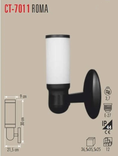 Roma Bahçe Armatürü (Aplik)(E27)
